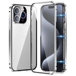 Custodia magnetica per telefono in vetro temperato HD con doppia fibbia, For iPhone 16 Plus, For iPhone 16, For iPhone 15 Pro Max, For iPhone 15 Pro