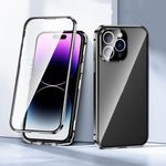 Custodia magnetica per telefono in vetro temperato HD con doppia fibbia, For iPhone 15 Plus, For iPhone 15, For iPhone 13 Pro Max, For iPhone 13 Pro