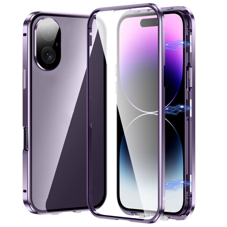 Custodia magnetica per telefono in vetro temperato HD con doppia fibbia, For iPhone 16 Plus, For iPhone 16, For iPhone 15 Pro Max, For iPhone 15 Pro