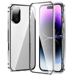 Custodia magnetica per telefono in vetro temperato HD con doppia fibbia, For iPhone 16 Plus, For iPhone 16, For iPhone 15 Pro Max, For iPhone 15 Pro