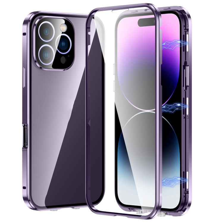 Custodia magnetica per telefono in vetro temperato HD con doppia fibbia, For iPhone 17e / 16e, For iPhone 17, For iPhone 16 Pro Max, For iPhone 16 Pro