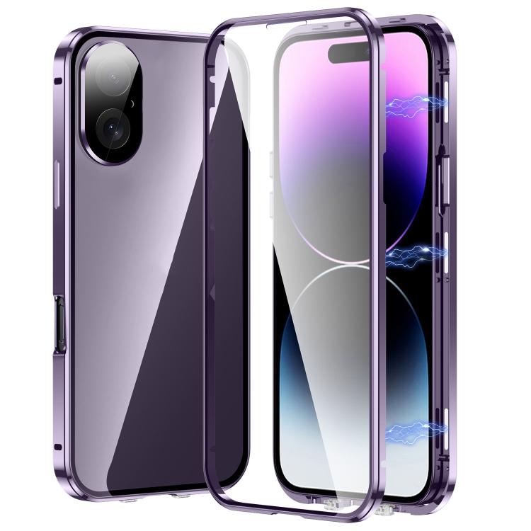 Custodia magnetica per telefono in vetro temperato HD con doppia fibbia, For iPhone 17e / 16e, For iPhone 17, For iPhone 16 Pro Max, For iPhone 16 Pro