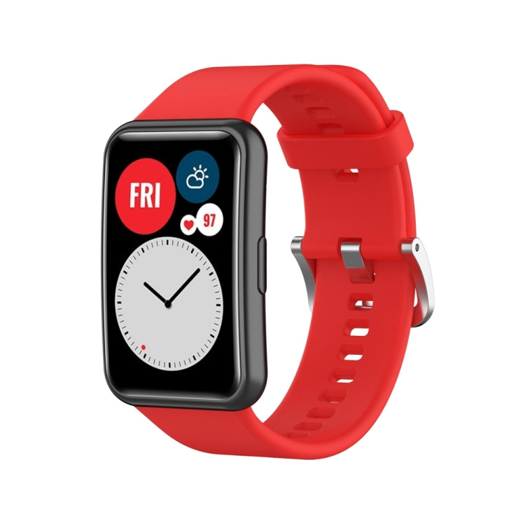 Cinturino per orologio con fibbia in acciaio color argento siliconico, For Huawei Watch Fit Special Edition