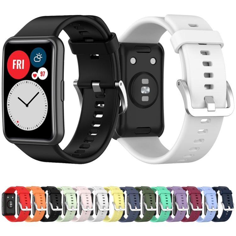 Cinturino per orologio con fibbia in acciaio color argento siliconico, For Huawei Watch Fit Special Edition