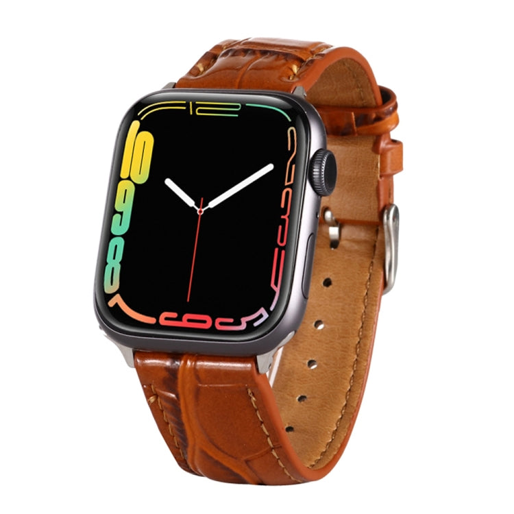 Cinturino da polso in pelle con texture coccodrillo, For Apple Watch Series 7 45mm / 6 & SE & 5 & 4 44mm / 3 & 2 & 1 42mm, For Apple Watch Ultra 49mm / Series 8&7 45mm / SE 2&6&SE&5&4 44mm / 3&2&1 42mm                                                   ...