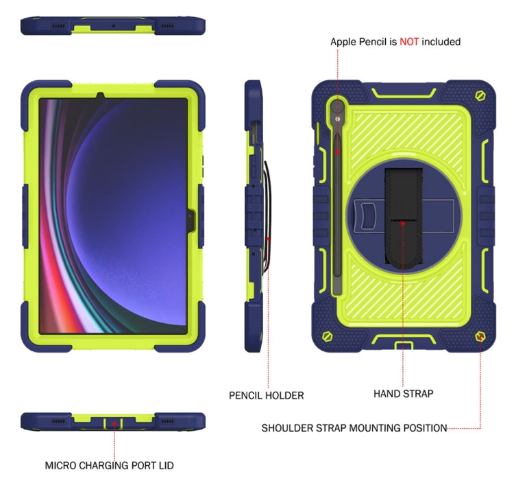 Custodia per tablet in silicone a contrasto per PC con rotazione di 360 gradi, For Samsung Galaxy Tab S9, For Samsung Galaxy Tab S9+