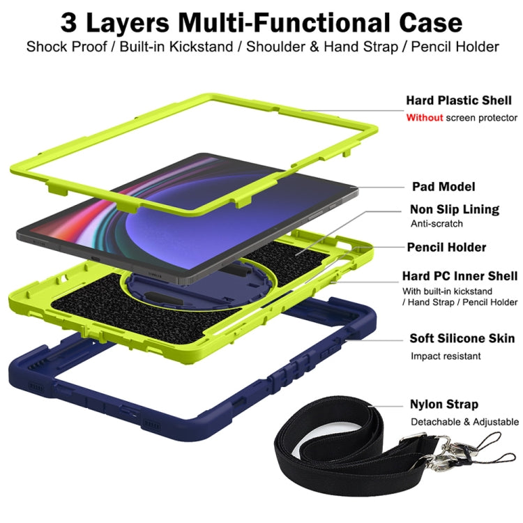 Custodia per tablet in silicone a contrasto per PC con rotazione di 360 gradi, For Samsung Galaxy Tab S9, For Samsung Galaxy Tab S9+