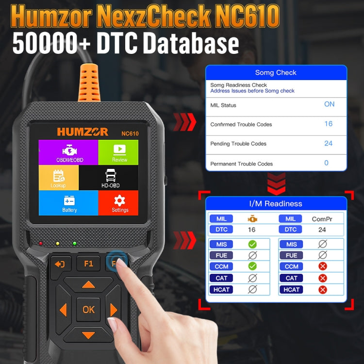 Strumento di scansione diagnostica OBD2 per lettore di codici per auto/camion HUMZOR NexzCheck NC610