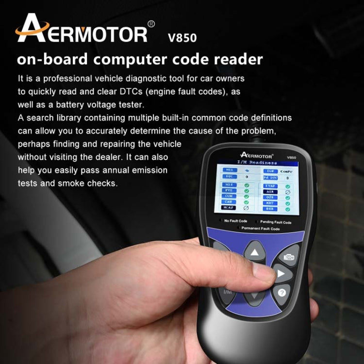 Strumento di scansione diagnostica per lettore di codici OBD2 per auto AERMOTOR V850
