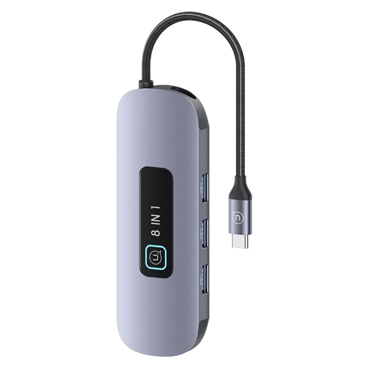 USAMS US-SJ643 PD100W HUB multifunzionale di tipo C 8 in 1 in lega di alluminio con luce, 8 in 1