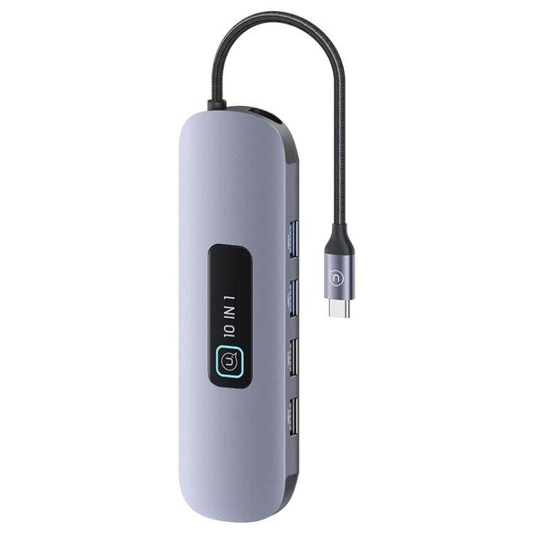 USAMS US-SJ644 PD100W HUB multifunzionale di tipo C 10 in 1 in lega di alluminio con luce, 10 in 1