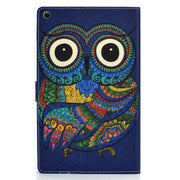 Custodia in pelle PU a vibrazione orizzontale con motivo a disegno colorato con supporto e slot per schede e funzione Sleep / Wake-up, For Amazon Kindle Fire HD 10 2017