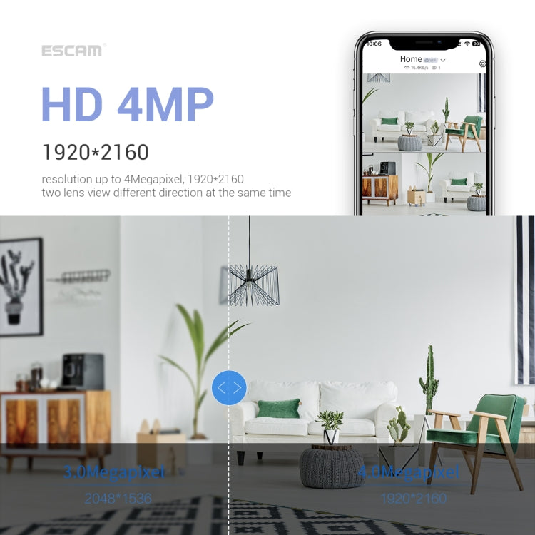 ESCAM PT212 Telecamera WiFi per animali con doppia lente 4 MP