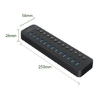 ORICO CT2U3-13AB Strisce in plastica 13 porte HUB USB 3.0 con interruttori individuali, AU Plug, EU Plug, UK Plug, US Plug