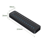 ORICO CT2U3-13AB Strisce in plastica 13 porte HUB USB 3.0 con interruttori individuali, AU Plug, EU Plug, UK Plug, US Plug