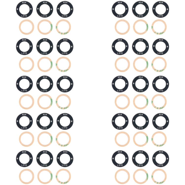 10pcs Rear Camera Lens, For Samsung Galaxy M54 SM-M546B, For Samsung Galaxy M14 SM-M146B, For Samsung Galaxy A24 4G SM-A245F, For Samsung Galaxy F04 SM-E045F, For Samsung Galaxy A14 SM-A145F, For Samsung Galaxy M04 SM-M045F