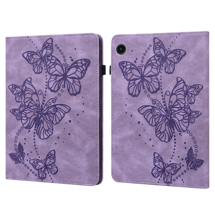 Custodia per tablet in pelle con chiusura orizzontale con motivo a farfalla in rilievo, For Samsung Galaxy Tab A11+ / A9+, For Samsung Galaxy Tab A11 / A9, For Samsung Galaxy Tab S9