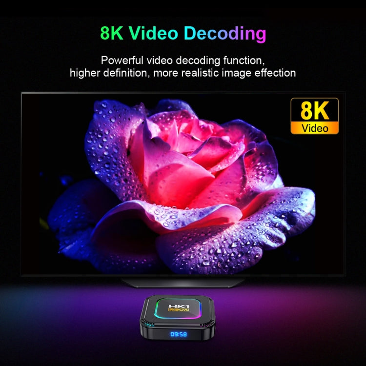Smart TV Box HK1 RBOX K8 8K Android 13.0 con telecomando, quad-core RK3528, 2GB+16GB, 4GB+32GB, 4GB+64GB, 4GB+128GB