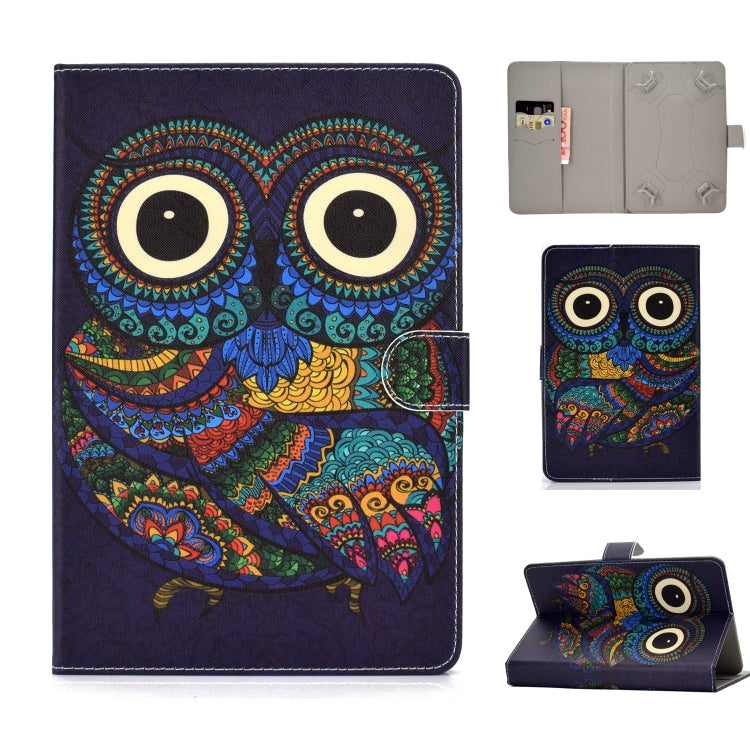 Custodia in pelle PU a vibrazione orizzontale con motivo a disegno colorato universale con supporto e slot per schede, For 7 inch, For 8 inch, For 10 inch