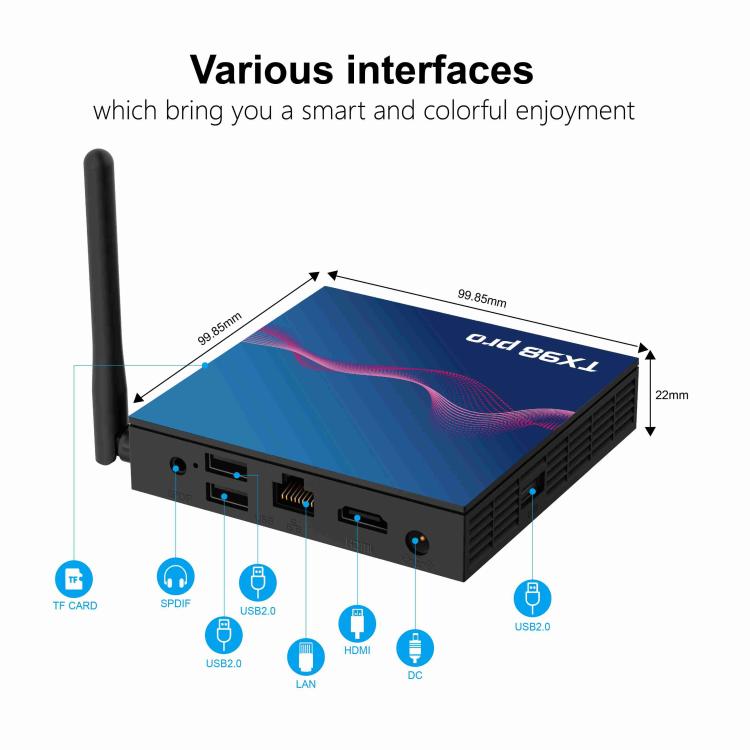 Smart TV Box Android 12 TX98 Pro 4K Ultra HD 2GB+16GB