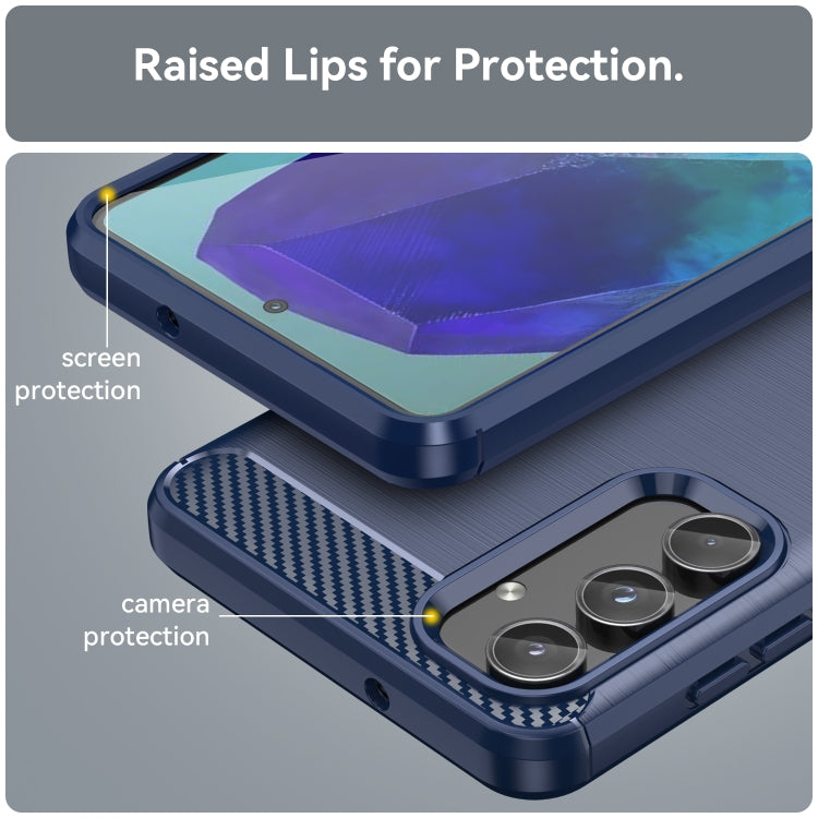 Custodia per telefono in TPU in fibra di carbonio con trama spazzolata, For Samsung Galaxy M55, For Samsung Galaxy M14 4G, For Samsung Galaxy M15, For Samsung Galaxy F15, For Samsung Galaxy M44 5G, For Samsung Galaxy A15 5G, For Samsung Galaxy A55     ...