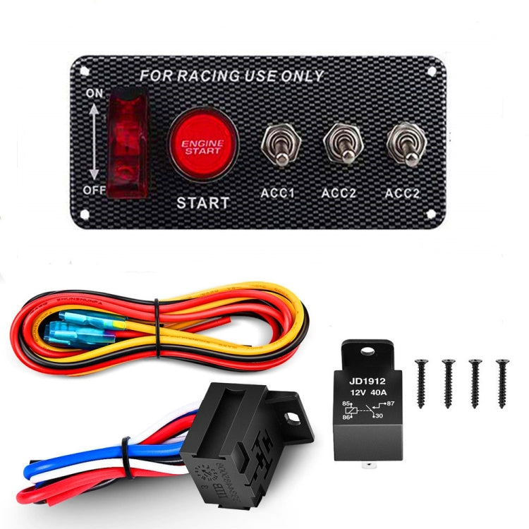Pannello interruttori di accensione per auto da corsa 12V con interruttore, pulsante di avvio motore e cablaggio relè, 5 in 1, 4 in 1, 2 in 1