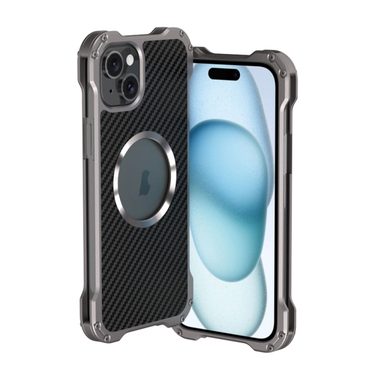Custodia protettiva per telefono in metallo cavo R-JUST RJ51, For iPhone 16 Pro Max, For iPhone 16 Pro, For iPhone 16 Plus, For iPhone 16, For iPhone 15 Pro Max, For iPhone 15 Pro, For iPhone 15 Plus, For iPhone 15
