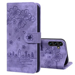 Custodia per telefono in pelle goffrata con gatto Sakura Cartoon, For Samsung Galaxy A55 5G, For Samsung Galaxy A35 5G, For Samsung Galaxy A15, For Samsung Galaxy A05
