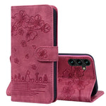 Custodia per telefono in pelle goffrata con gatto Sakura Cartoon, For Samsung Galaxy A55 5G, For Samsung Galaxy A35 5G, For Samsung Galaxy A15, For Samsung Galaxy A05