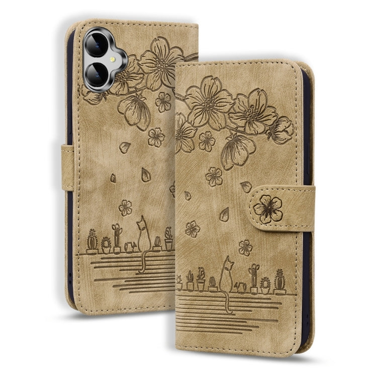 Custodia per telefono in pelle goffrata con gatto Sakura Cartoon, For Samsung Galaxy A55 5G, For Samsung Galaxy A35 5G, For Samsung Galaxy A15, For Samsung Galaxy A05