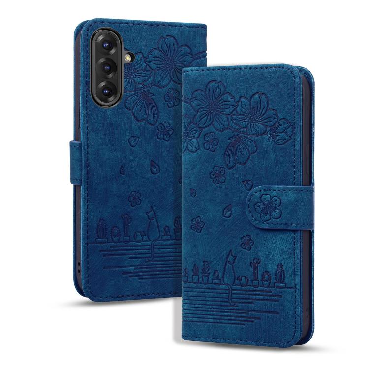 Custodia per telefono in pelle goffrata con gatto Sakura Cartoon, For Samsung Galaxy A57 5G, For Samsung Galaxy A37 5G, For Samsung Galaxy A56 / A36, For Samsung Galaxy A26 / A16 5G