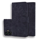 Custodia per telefono doppia piega in pelle di vitello con stampa mandala in rilievo, For Samsung Galaxy A35 5G, For Samsung Galaxy A15