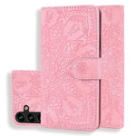 Custodia per telefono doppia piega in pelle di vitello con stampa mandala in rilievo, For Samsung Galaxy A35 5G, For Samsung Galaxy A15