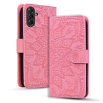 Custodia per telefono doppia piega in pelle di vitello con stampa mandala in rilievo, For Samsung Galaxy A57 5G, For Samsung Galaxy A37 5G, For Samsung Galaxy A36 / A56, For Samsung Galaxy A55 5G
