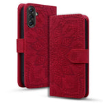 Custodia per telefono doppia piega in pelle di vitello con stampa mandala in rilievo, For Samsung Galaxy A57 5G, For Samsung Galaxy A37 5G, For Samsung Galaxy A36 / A56, For Samsung Galaxy A55 5G