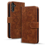 Custodia per telefono doppia piega in pelle di vitello con stampa mandala in rilievo, For Samsung Galaxy A57 5G, For Samsung Galaxy A37 5G, For Samsung Galaxy A36 / A56, For Samsung Galaxy A55 5G