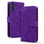 Custodia per telefono doppia piega in pelle di vitello con stampa mandala in rilievo, For Samsung Galaxy A57 5G, For Samsung Galaxy A37 5G, For Samsung Galaxy A36 / A56, For Samsung Galaxy A55 5G