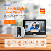 ESCAM C85 1080P 4.3 pollici Smart WIFI spioncino digitale supporta PIR grandangolare, visione notturna e foto Dingdong, C85