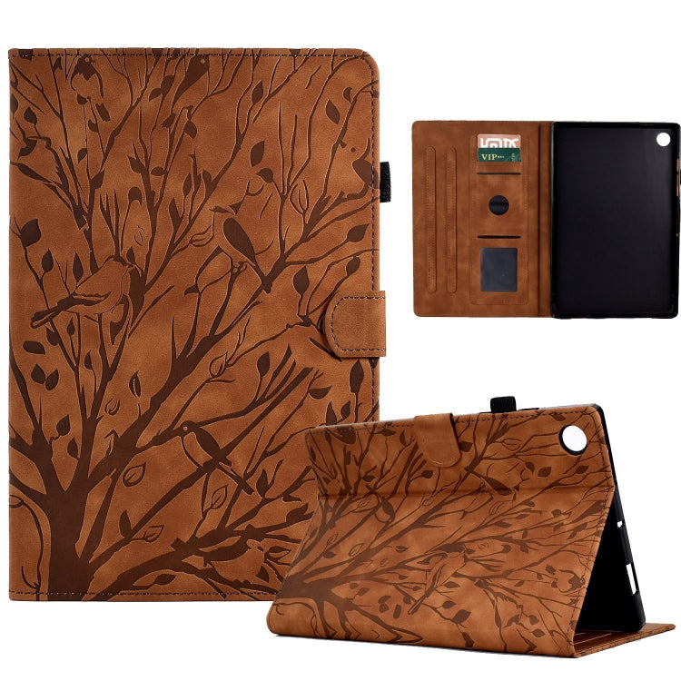 Custodia per tablet smart in pelle goffrata albero della fortuna, For Samsung Galaxy Tab A11+ / A9+, For Samsung Galaxy Tab A11 / A9, For Samsung Galaxy Tab S11