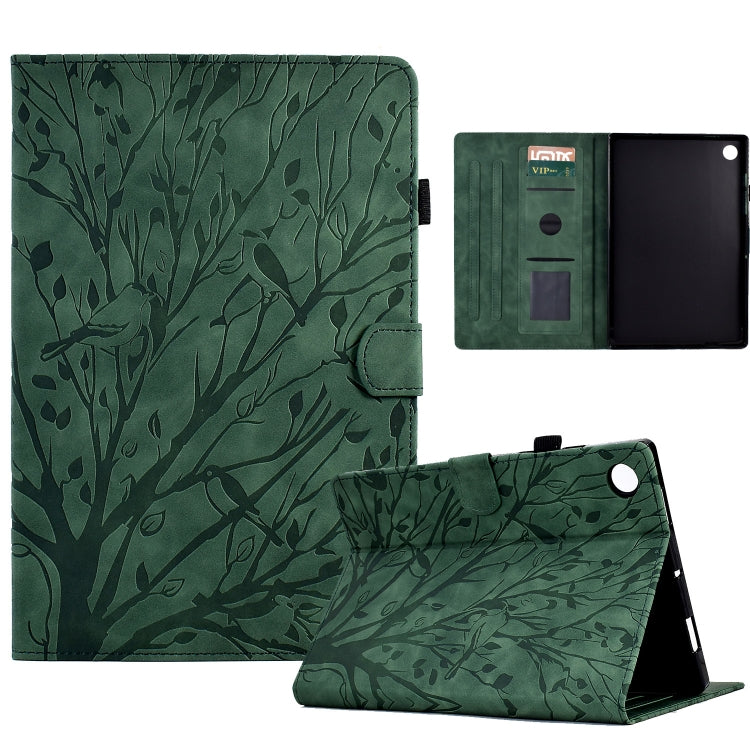 Custodia per tablet smart in pelle goffrata albero della fortuna, For Samsung Galaxy Tab A11+ / A9+, For Samsung Galaxy Tab A11 / A9, For Samsung Galaxy Tab S11