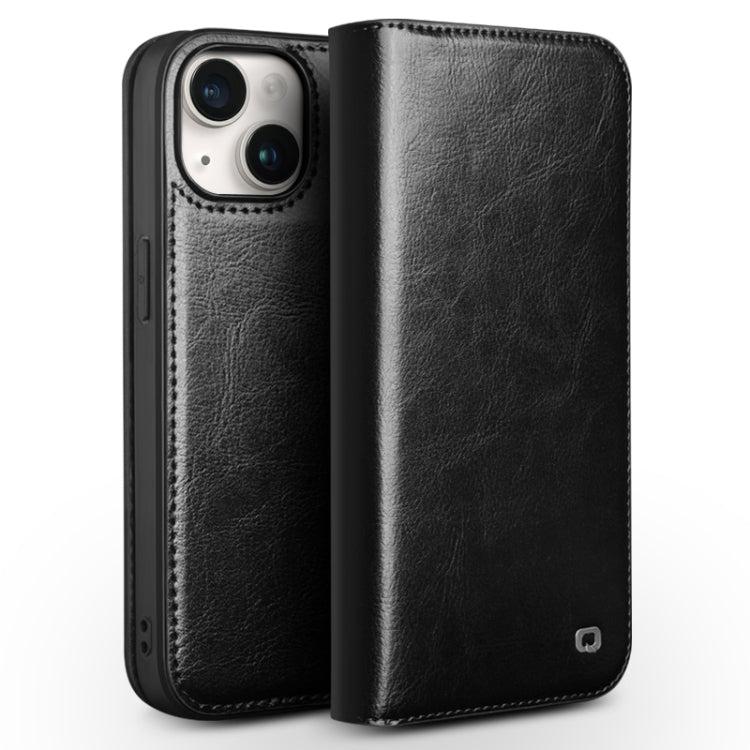Custodia per telefono QIALINO classica in vera pelle, For iPhone 15