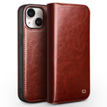 Custodia per telefono QIALINO classica in vera pelle, For iPhone 15