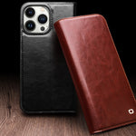 Custodia per telefono QIALINO classica in vera pelle, For iPhone 15