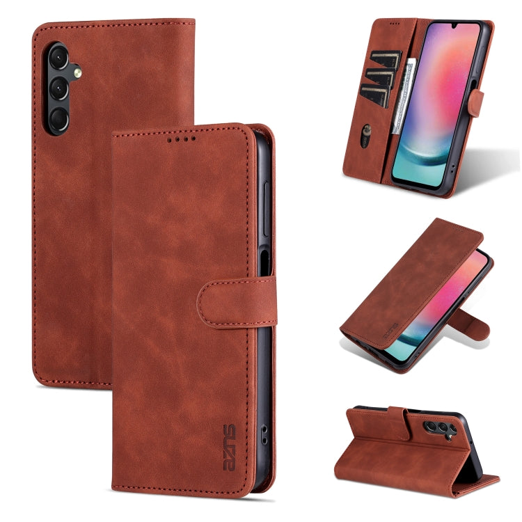 Custodia per telefono in pelle Flip con texture di vitello AZNS Skin Feel, For Samsung Galaxy A55 5G, For Samsung Galaxy A35 5G, For Samsung Galaxy S24 Ultra 5G, For Samsung Galaxy A24 4G / A25