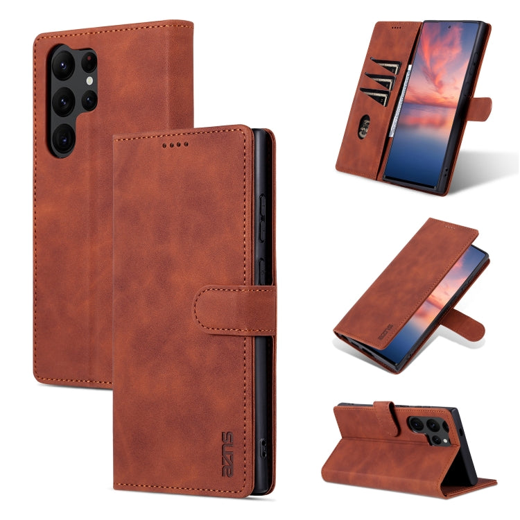 Custodia per telefono in pelle Flip con texture di vitello AZNS Skin Feel, For Samsung Galaxy A55 5G, For Samsung Galaxy A35 5G, For Samsung Galaxy S24 Ultra 5G, For Samsung Galaxy A24 4G / A25