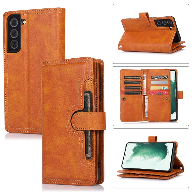 Custodia per telefono in pelle con slot per schede da polso, For Samsung Galaxy S22 Ultra 5G, For Samsung Galaxy S22+ 5G, For Samsung Galaxy S22 5G, For Samsung Galaxy S21 5G