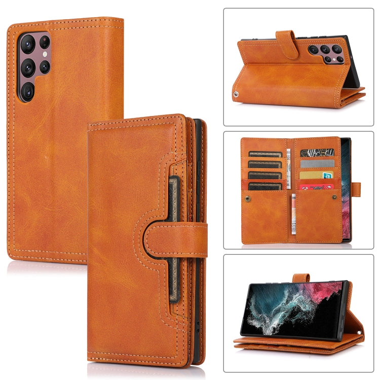 Custodia per telefono in pelle con slot per schede da polso, For Samsung Galaxy S22 Ultra 5G, For Samsung Galaxy S22+ 5G, For Samsung Galaxy S22 5G, For Samsung Galaxy S21 5G