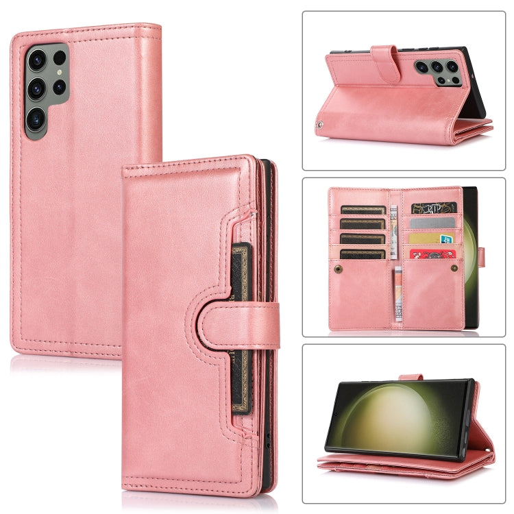 Custodia per telefono in pelle con slot per schede da polso, For Samsung Galaxy S24 5G, For Samsung Galaxy S23 Ultra 5G, For Samsung Galaxy S23+ 5G, For Samsung Galaxy S23 5G