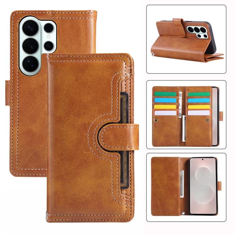 Custodia per telefono in pelle con slot per schede da polso, For Samsung Galaxy S26 Edge 5G, For Samsung Galaxy S26 Ultra 5G, For Samsung Galaxy S24 Ultra 5G, For Samsung Galaxy S24+ 5G