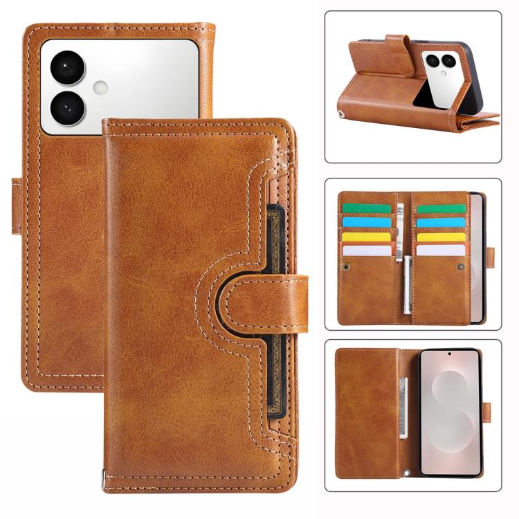Custodia per telefono in pelle con slot per schede da polso, For Samsung Galaxy S26 Edge 5G, For Samsung Galaxy S26 Ultra 5G, For Samsung Galaxy S24 Ultra 5G, For Samsung Galaxy S24+ 5G